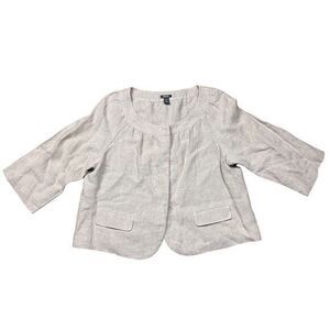 Kenneth Cole Reaction Women's Ivory Bolero Jacket Size 12 Casual Button Up